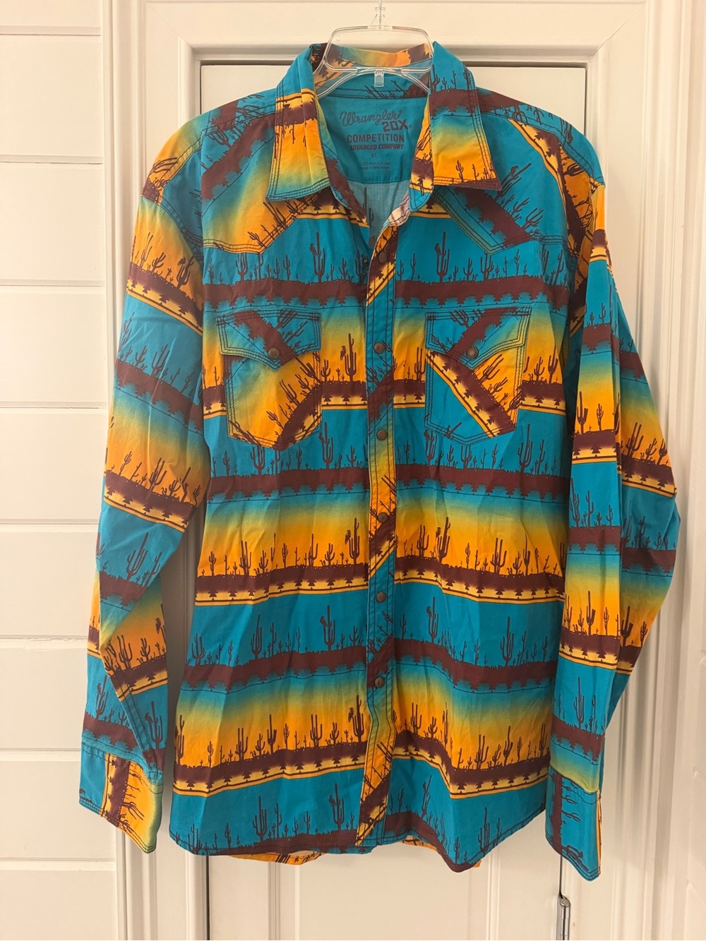 Wrangler Turquoise & Yellow Desert Stripe Western Shirt Jacket